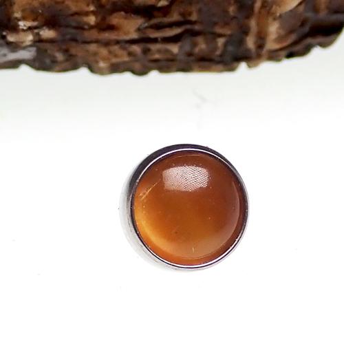 Titanium natural stone flatback internally threaded body jewelry with tiger's eye stones, 16g, 1/2mm to 6mm size, from Body Clickers.