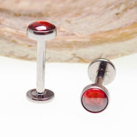 Titanium natural stone flatback internally threaded body jewelry with 0.9mm tiger's eye stone and 1-4-6mm sizes by Body Clickers
