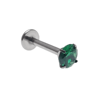 Emerald Green CZ Flatback Earring - 18g, 16g, 14g - Body Clickers Body Jewelry