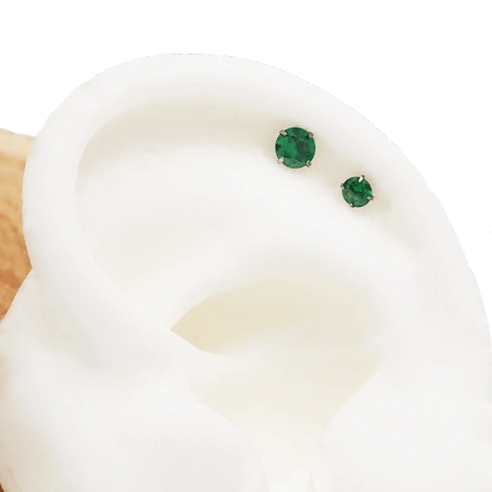 Emerald Green CZ Flatback Earring - 18g, 16g, 14g - Body Clickers Body Jewelry