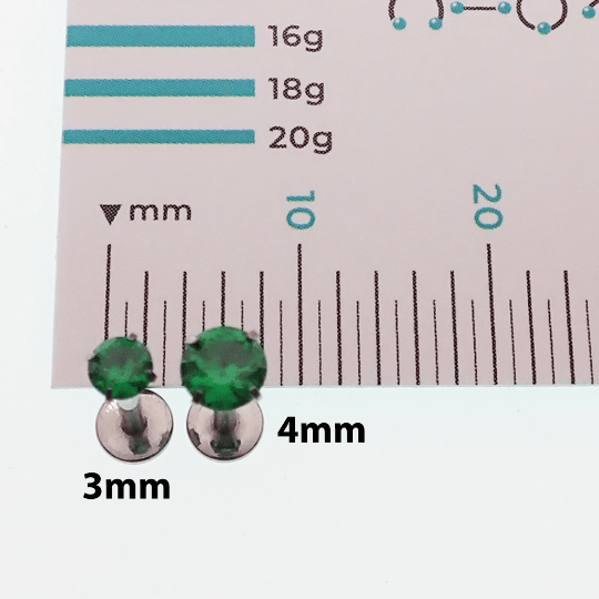 Emerald Green CZ Flatback Earring - 18g, 16g, 14g - Body Clickers Body Jewelry
