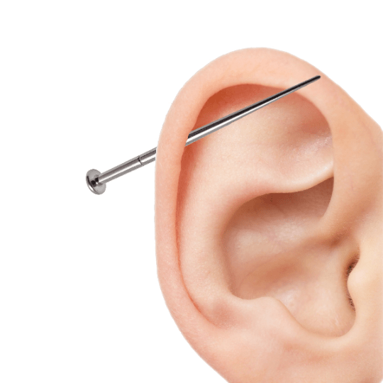 Threadless Push Fit 30mm ear taper made of implant-grade titanium in 18g, 16g, and 14g sizes, by Body Clickers.