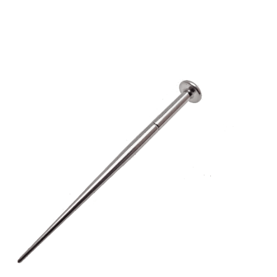 Threadless Push Fit 30mm ear taper in implant grade titanium, available in 18g, 16g, and 14g for Body Clickers.