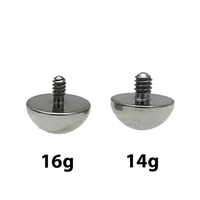 Body Clickers 16g Dome Titanium Top, a sleek, silver body jewelry piece with a smooth dome design and 3mm thickness.