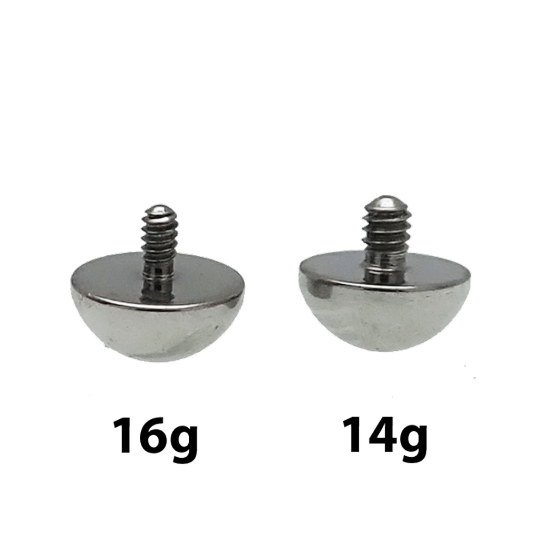 Body Clickers 16g Dome Titanium Top, a sleek, silver body jewelry piece with a smooth dome design and 3mm thickness.