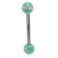 8mm titanium moon yellow fire opal body jewelry by Body Clickers, featuring vibrant yellow gemstones on a 14g curved bar.