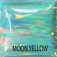 8mm titanium moon yellow fire opal body clicker with 14g gauge jewelry, featuring vibrant yellow fire opal stones and sleek titanium design.