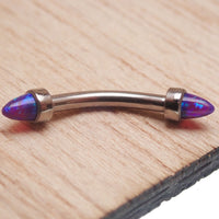 Black spiked opal cone jewelry with curved barbell 16g from Body Clickers, designed for body piercing accessories.