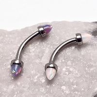 Black spiked opal cone with curved 16g barbell jewelry from Body Clickers, designed for body piercings and accessories.