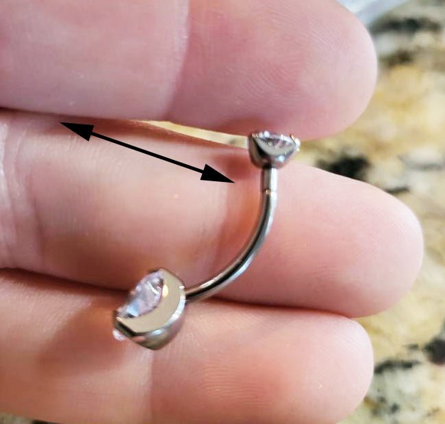 Body Clickers titanium implant barbell with 2mm extender, 14g and 16g gauge, suitable for body piercing jewelry.