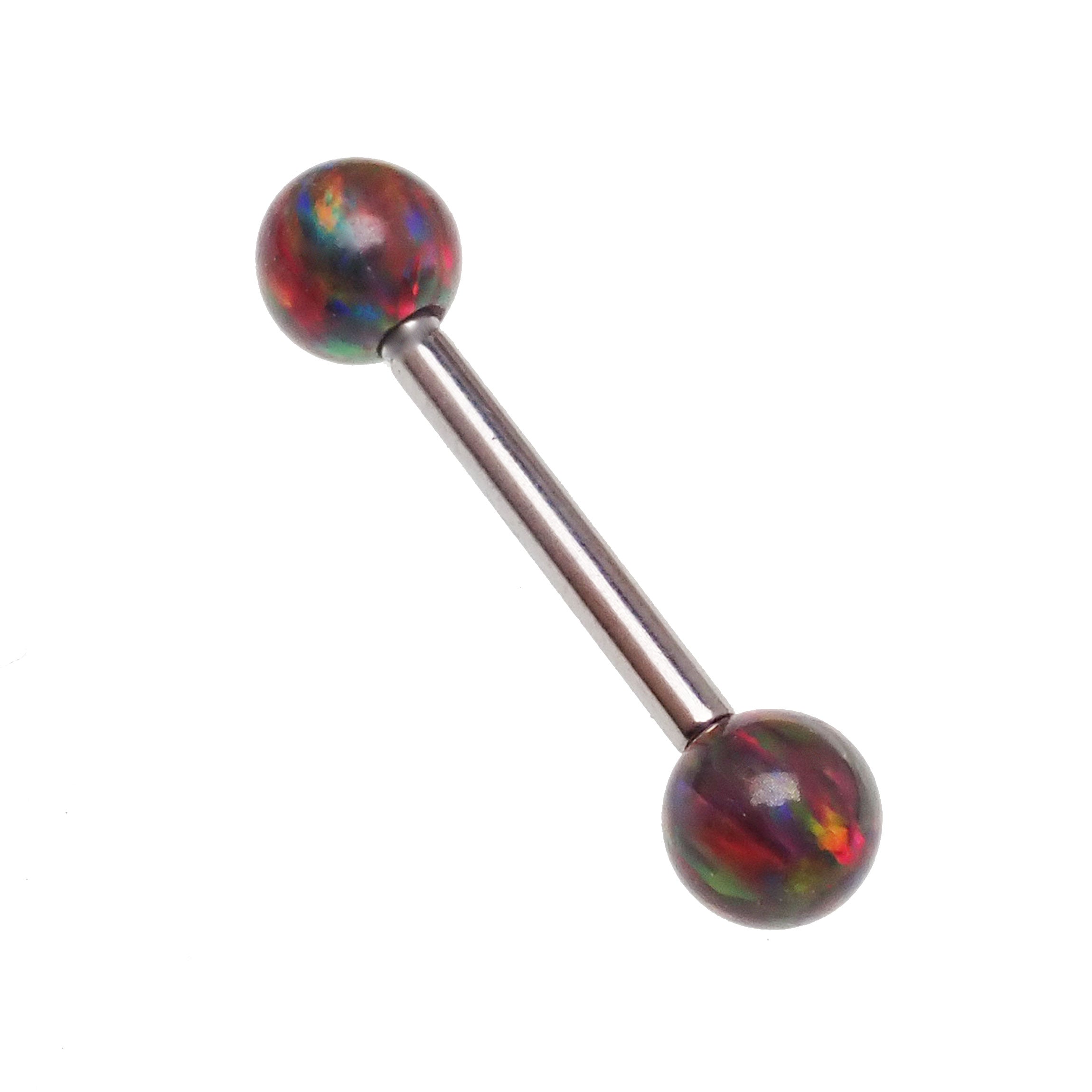 Dark cherry opal Body Clickers barbell with 8mm diameter, 14g gauge, featuring a sleek, polished design for piercing jewelry.