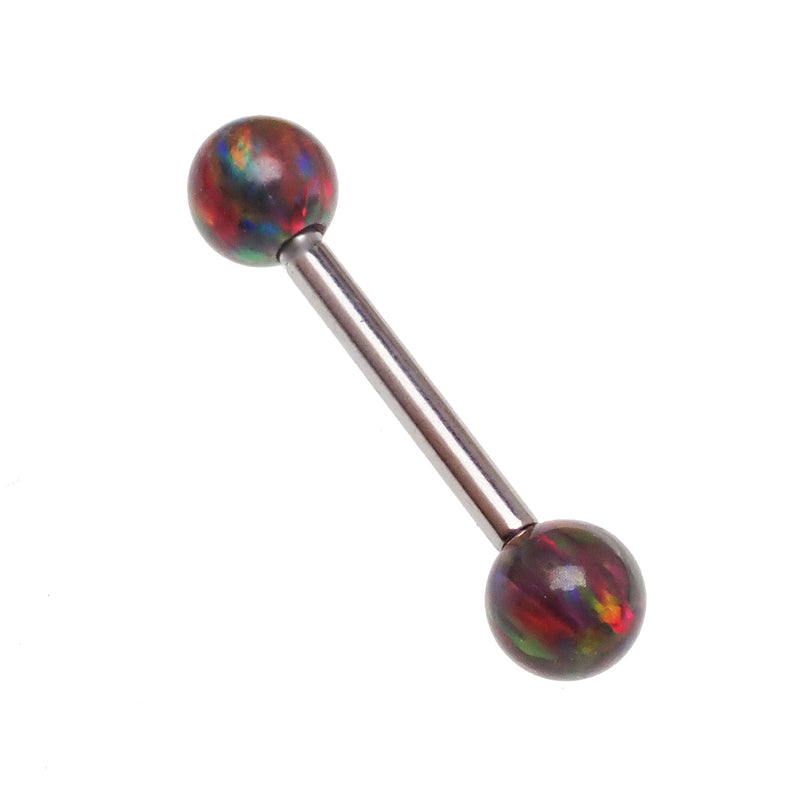 Dark cherry opal Body Clickers barbell with 8mm diameter, 14g gauge, featuring a sleek, polished design for piercing jewelry.