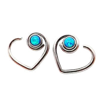 Peacock blue opal heart-shaped BCR body jewelry by Body Clickers, 16g for pierced ears or body piercing.