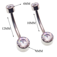 Body Clickers CZ Bezel Belly Bar 14g body jewelry with petite belly stones, showcasing a sleek and stylish design.
