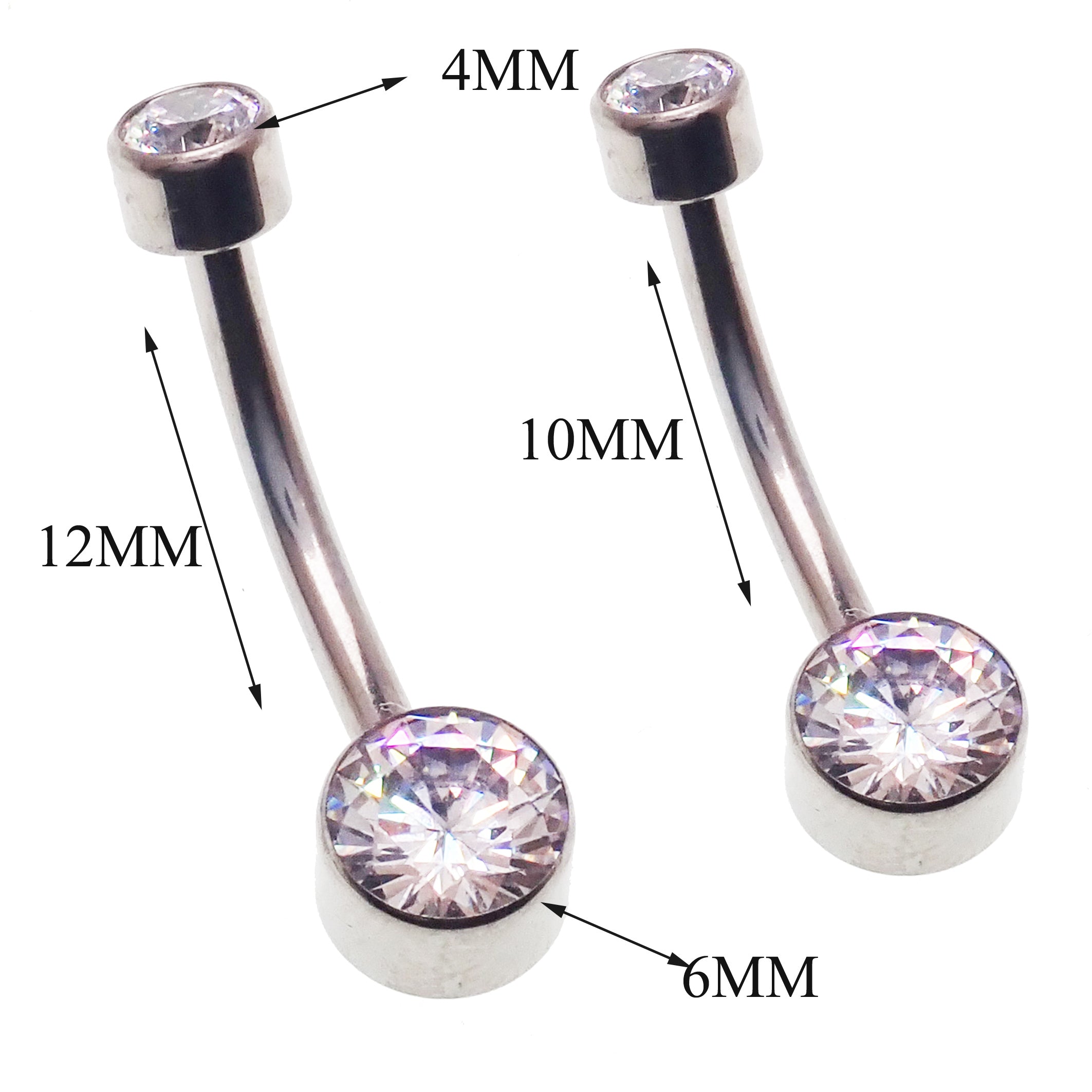 Body Clickers CZ Bezel Belly Bar 14g body jewelry with petite belly stones, showcasing a sleek and stylish design.