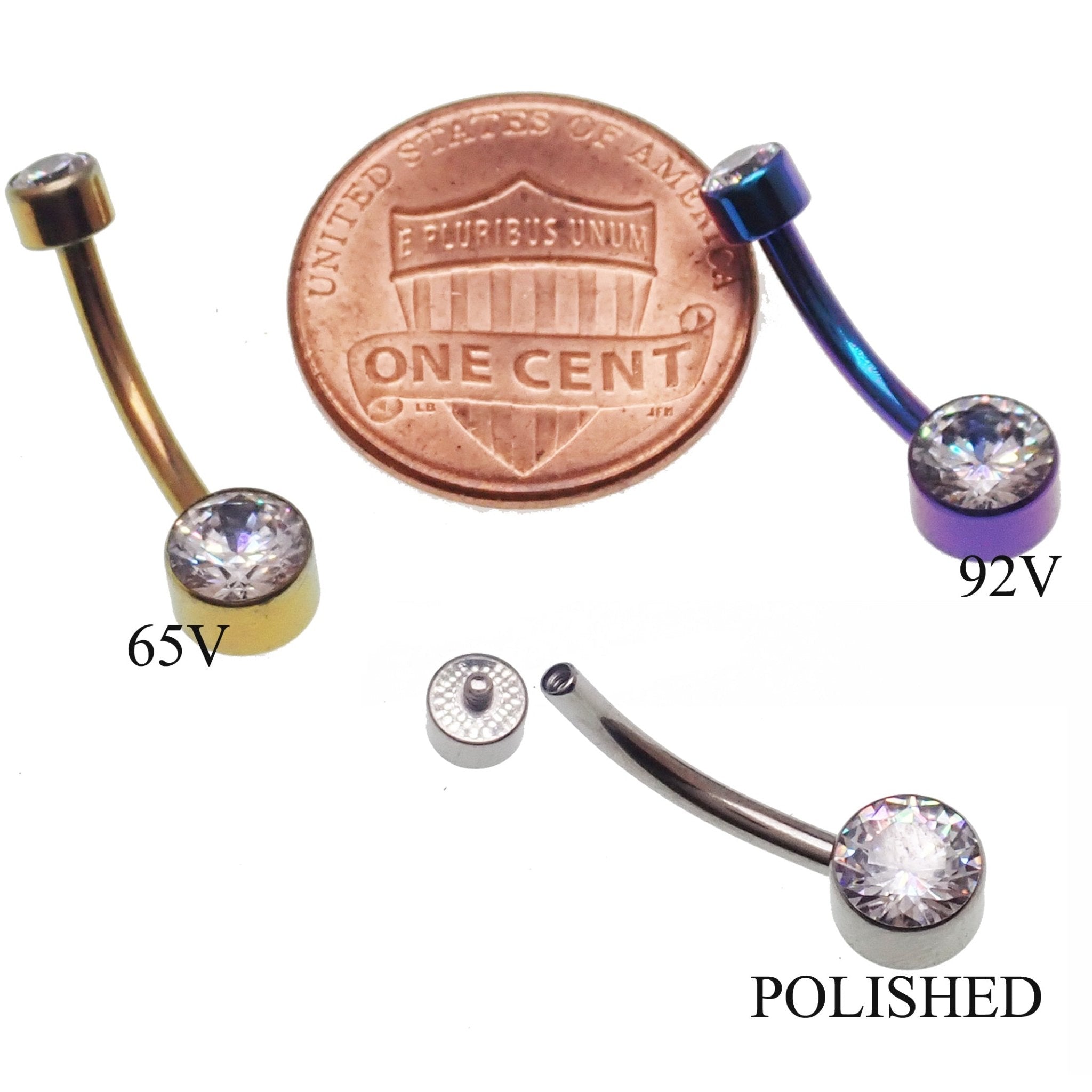 CZ Bezel Belly Bar 14g body jewelry by Body Clickers featuring a sparkling cubic zirconia setting in a sleek design.