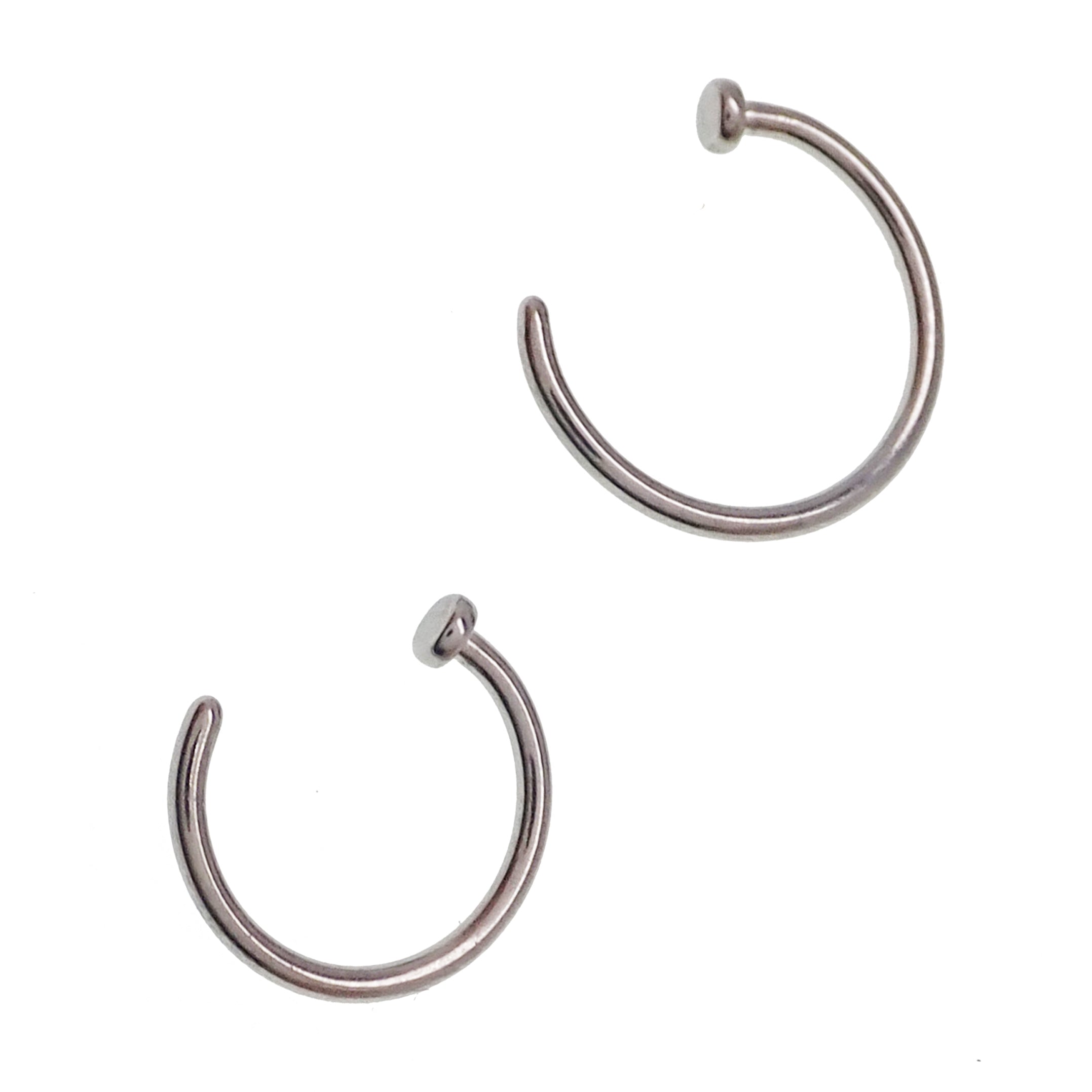 Titanium nose ring with stop, 18g body jewelry by Body Clickers, featuring a sleek 10mm implant design with secure closure.