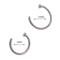 Titanium nose ring with stop, 18g body jewelry by Body Clickers, featuring a sleek implant design and 10mm size.