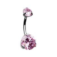 Pink CZ belly ring by Body Clickers, 14g body jewelry with a 10mm diameter, featuring a sparkling pink cubic zirconia gemstone.