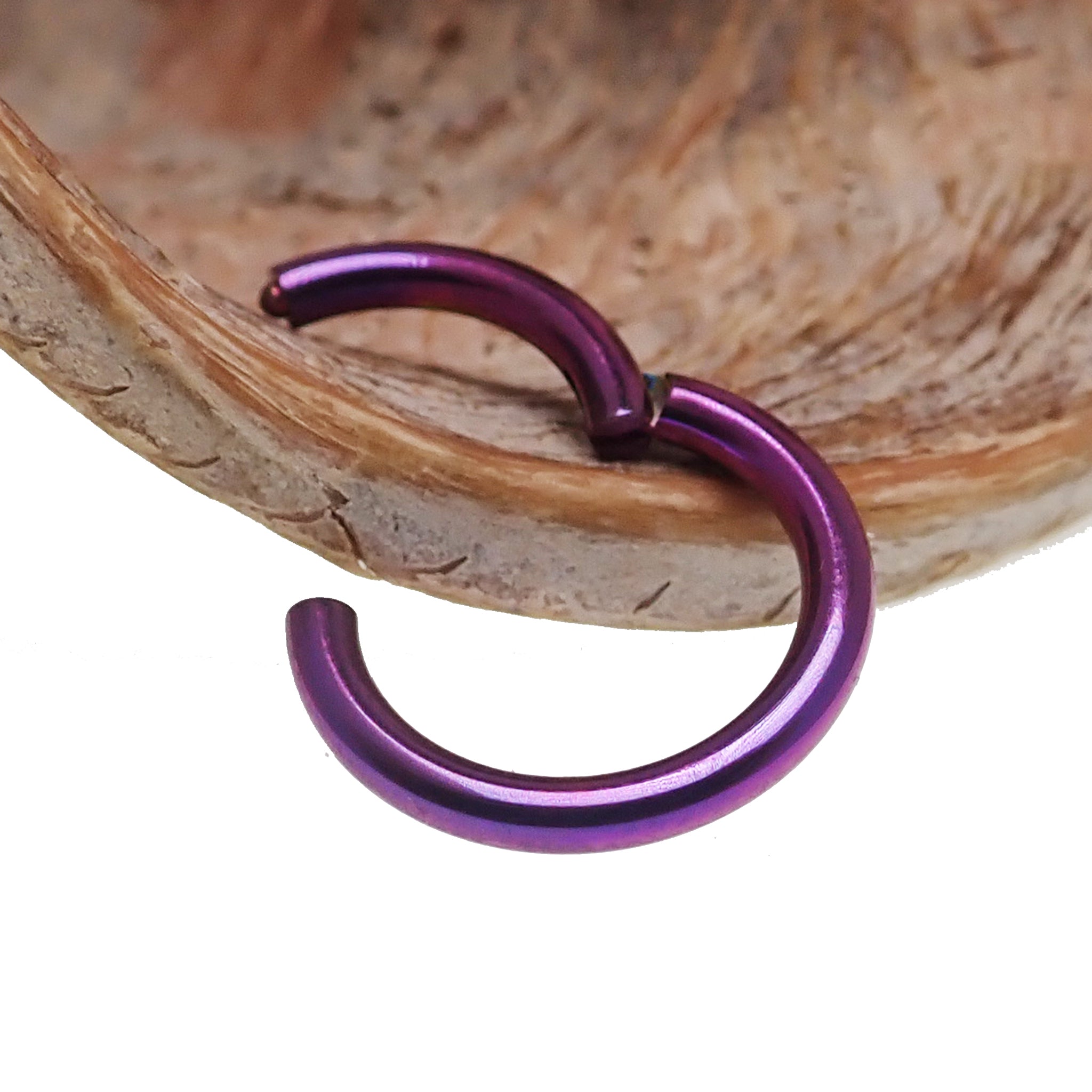 Plain titanium clicker body jewelry in 12g gauge with a 10mm diameter, designed for body piercing by Body Clickers.