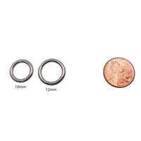Plain titanium clicker body jewelry in 8g with a 10mm diameter, featuring a sleek, minimalist design by Body Clickers.