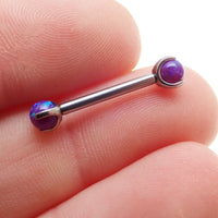 12g Sleepy Lavender Opal Nipple Jewelry by Body Clickers, featuring a dainty lavender opal gemstone and sleek body jewelry design.
