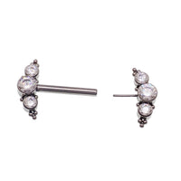 Clear CZ push fit nipple bar in 14g body jewelry by Body Clickers, featuring a sleek design with sparkling cubic zirconia.