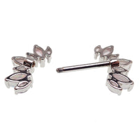 Rainbow CZ and white opal silver steel nipple bar in 14g, body jewelry featuring colorful gemstones and sleek silver finish.