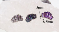 Body Clickers Baguette CZ Cluster flat back body jewelry in 14g, 16g, 18g for ear helix and conch piercings.