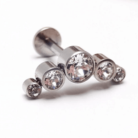 Clear CZ push fit cluster body jewelry in 14g, 16g, 18g, or 20g with flatback design by Body Clickers