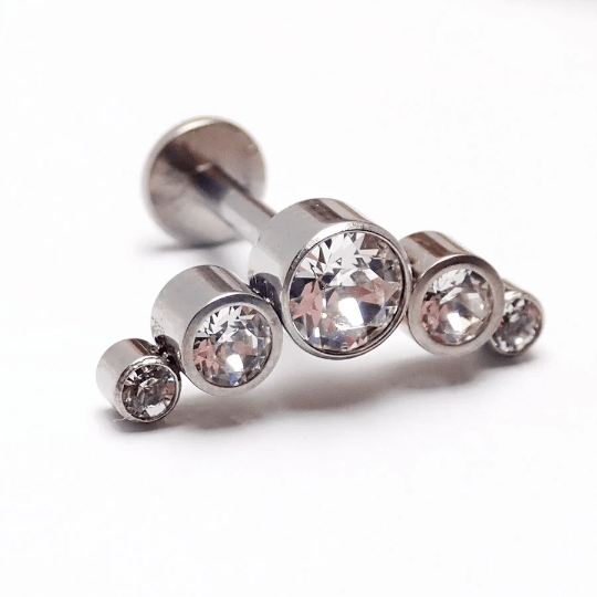 Clear CZ push fit cluster body jewelry in 14g, 16g, 18g, or 20g with flatback design by Body Clickers
