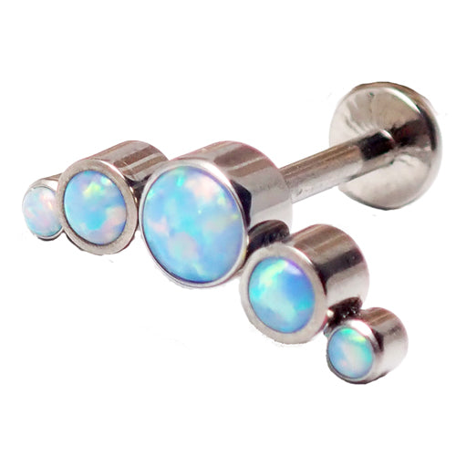 Cornflower blue opal cluster body jewelry by Body Clickers, titanium ear cluster jewelry with vibrant blue opal stones.