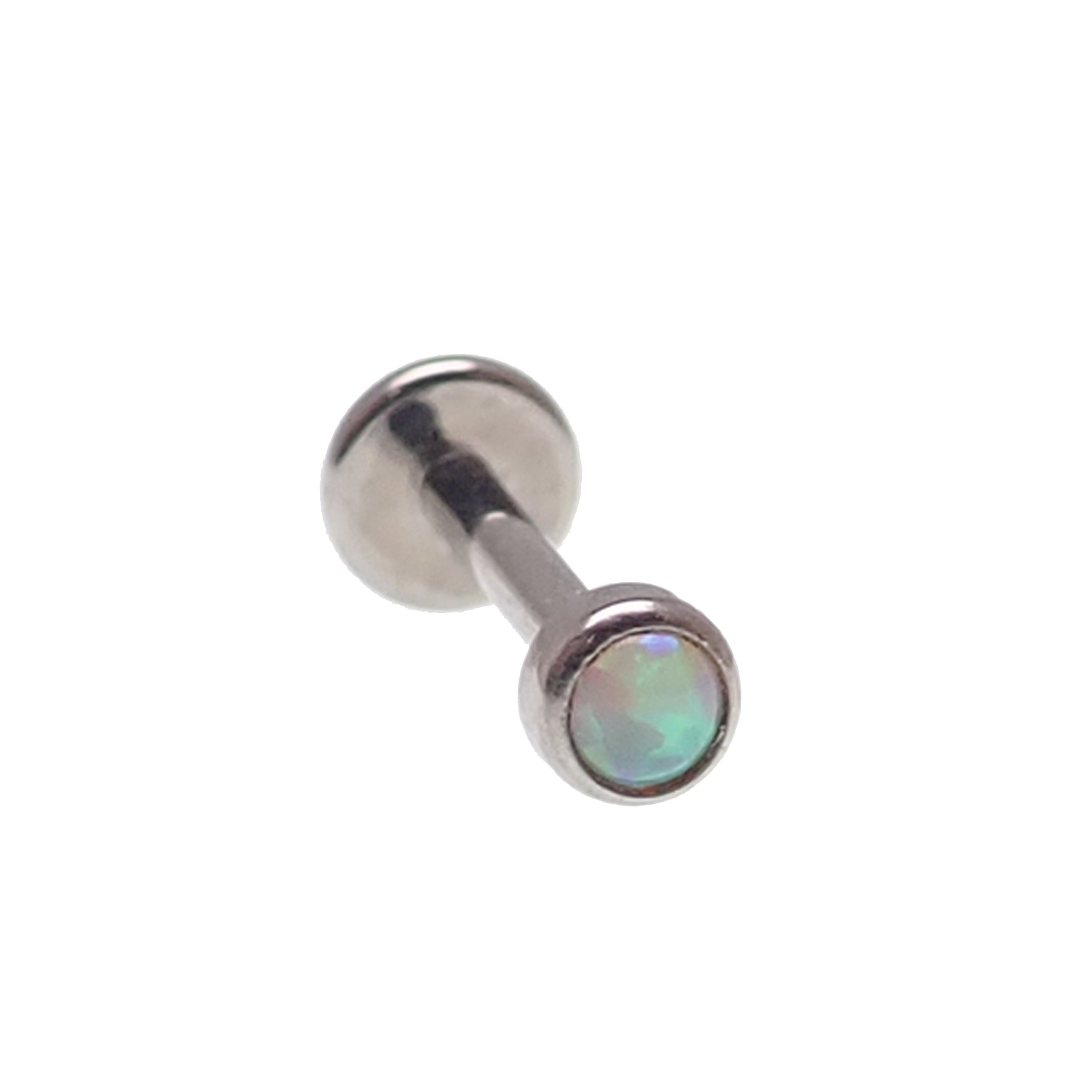 Body Clickers 3-set opalite peach and CZ flower and round push fit body jewelry in black, available in 14g to 20g gauges.