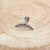 Titanium curved beaded helix cluster body jewelry by Body Clickers, internally threaded, 14 gauge with 6mm beads.