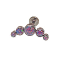 Body Clickers multi lavender opal cluster body jewelry in 14g, 16g, or 18g with 6mm stones, showcasing a colorful gemstone design.