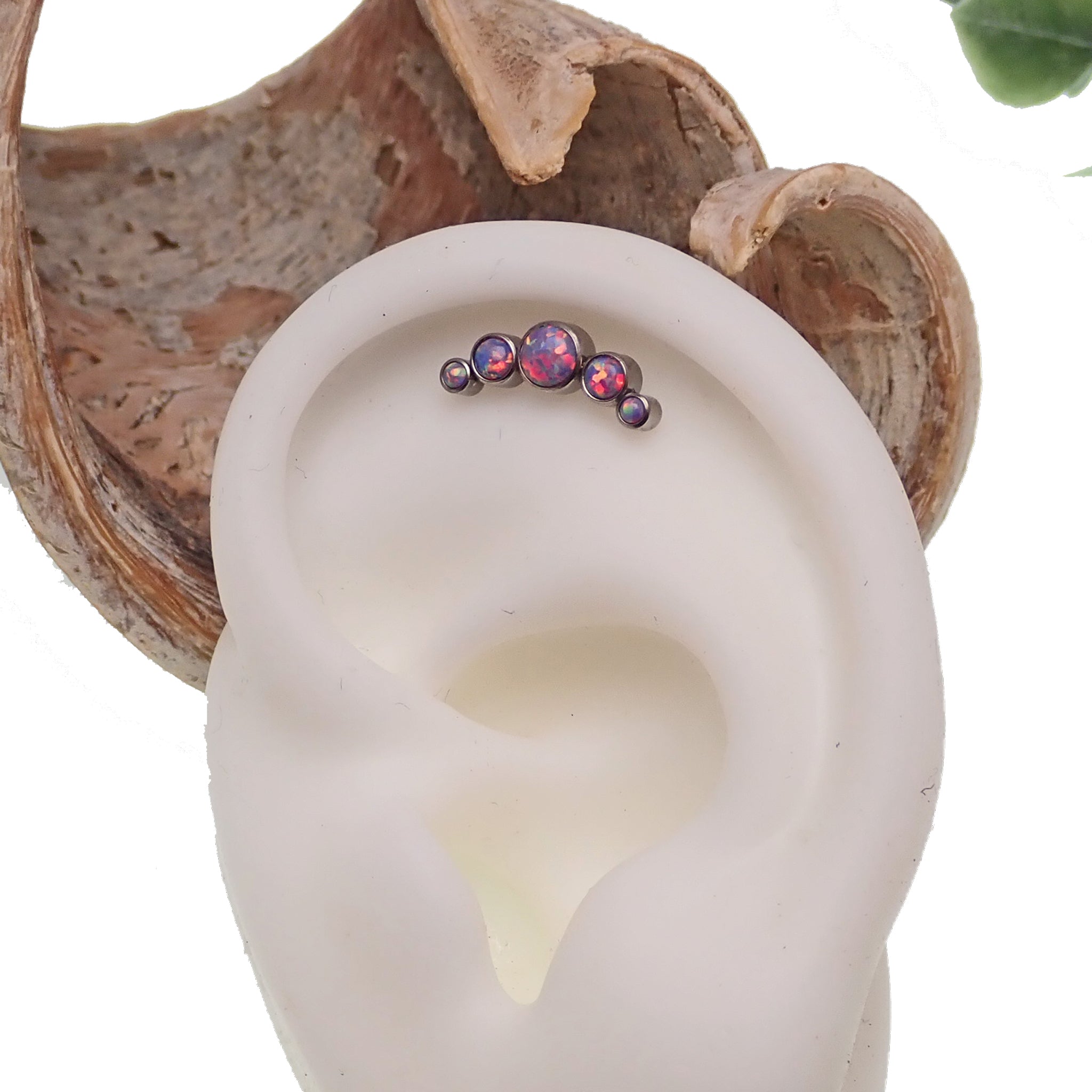 Body Clickers multi lavender opal cluster body jewelry in 14g, 16g, 18g with 6mm stones, featuring colorful gemstone clusters.