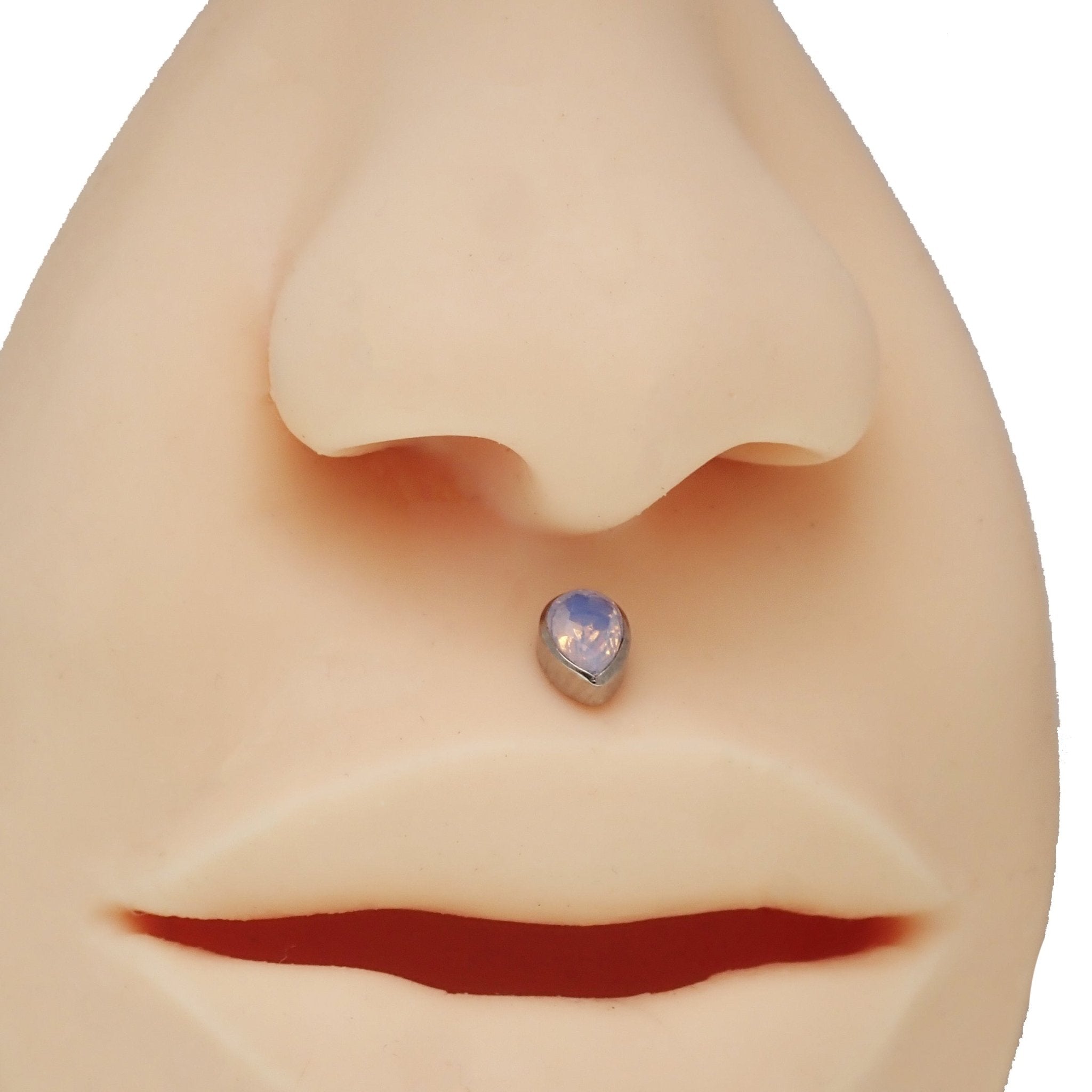 Opalite tear drop flat back push fit body jewelry in 14g, 16g, 18g, and 20g sizes, from Body Clickers.