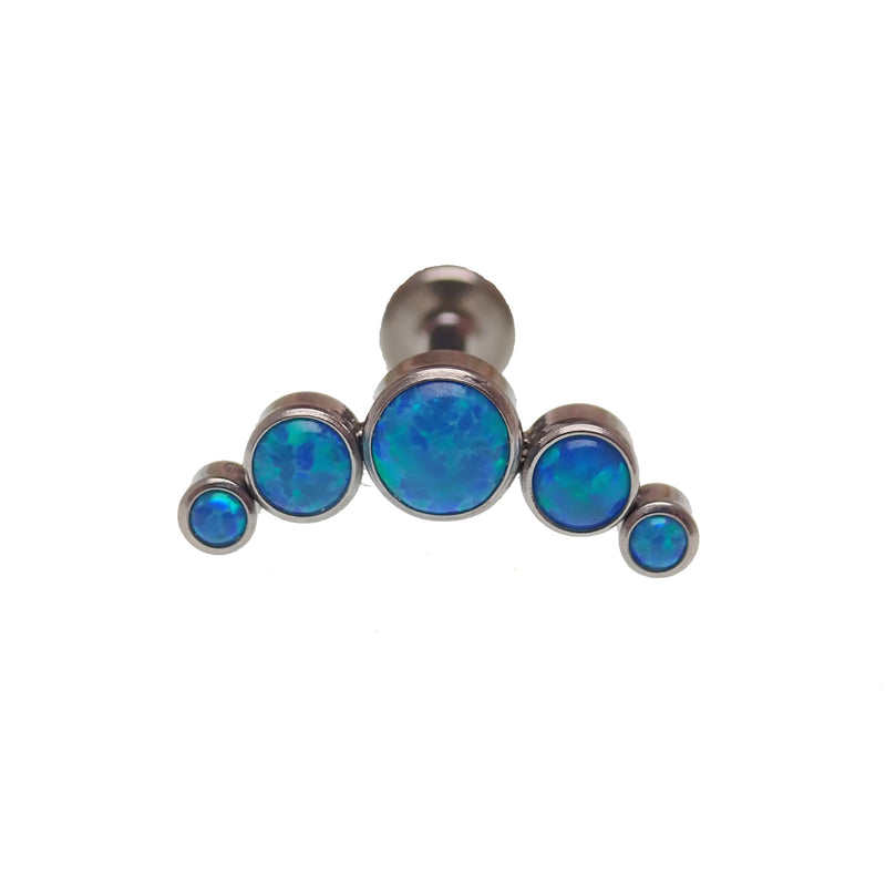 Peacock blue opal cluster body jewelry by Body Clickers in 14g, 16g, or 18g with a 6mm stone, suitable for body piercings.