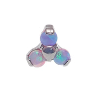 Set of 3 Body Clickers body jewelry with angel opal and bubblegum opal clusters in 14g, 16g, and 18g gauges, featuring decorative stones.