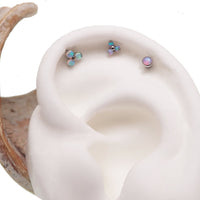 Set of 3 Body Clickers body jewelry with angel opal and bubblegum opal clusters in 14g, 16g, and 18g sizes with 6mm beads.
