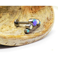 Body Clickers Sleepy Lavender and Rainbow AB Cluster body jewelry in 14g, 16g, or 18g with 6mm stones.