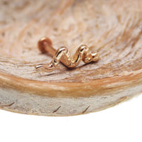 14k gold snake body jewelry with flat back in 14g, 16g, 18g, or 20g gauges, featuring a sleek, curved design.