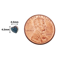 Turquoise heart-shaped flat back body jewelry in 14g, 16g, and 18g sizes by Body Clickers, suitable for piercings.