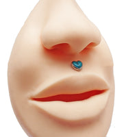 Turquoise heart-shaped flat back body jewelry by Body Clickers in 14g, 16g, and 18g gauges, featuring a smooth, vibrant design.