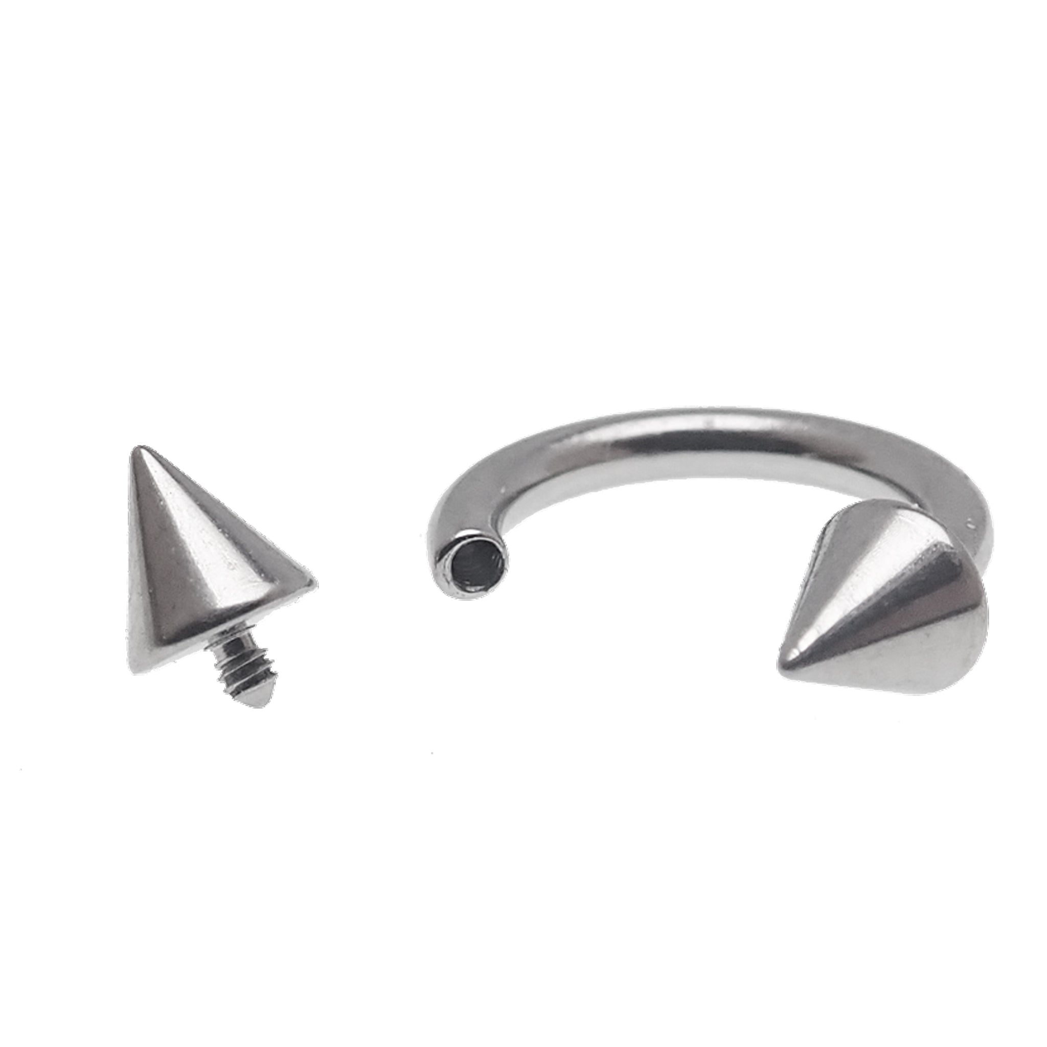 Internally threaded titanium cone horseshoe body jewelry in 14g and 16g with 8mm and 4mm dimensions.