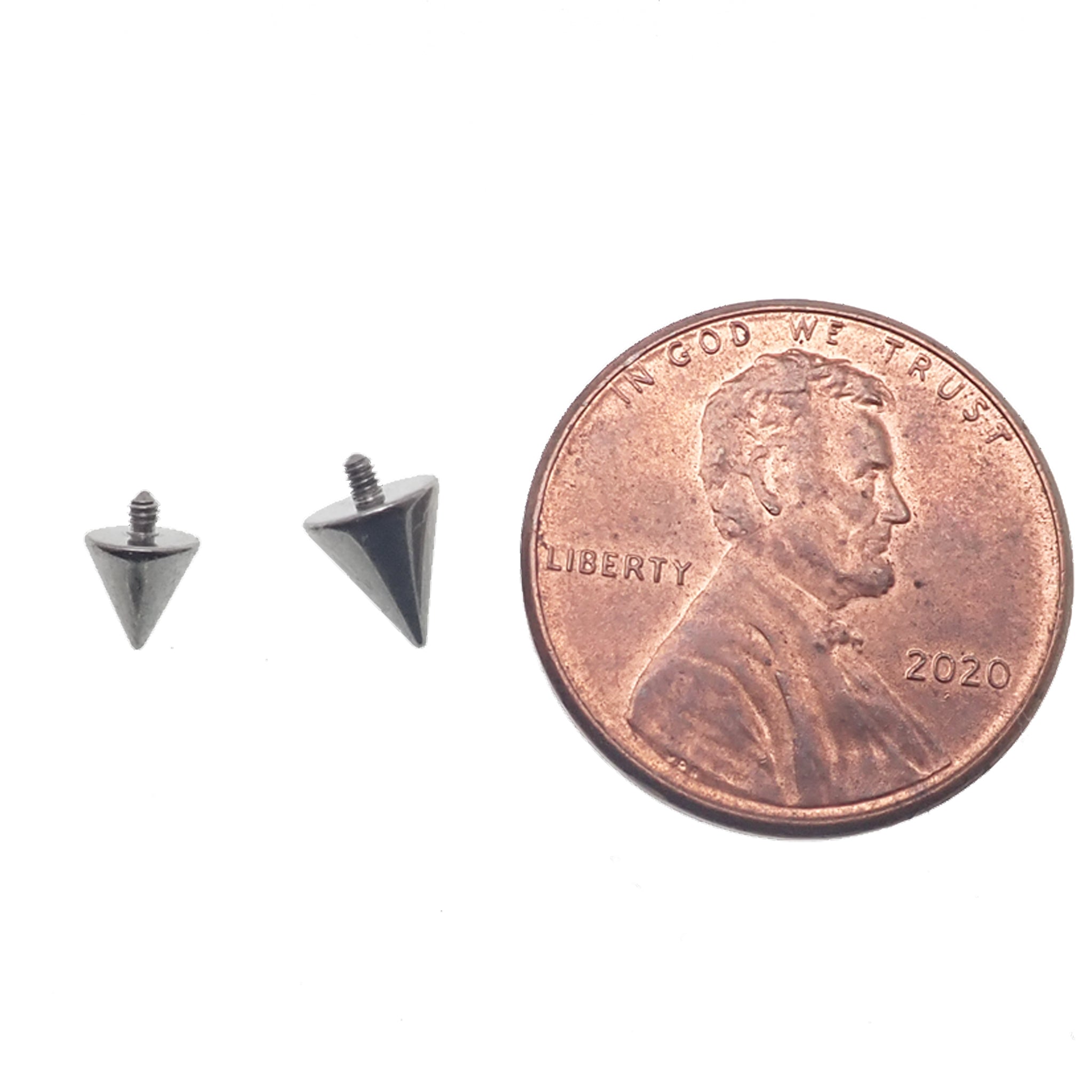Internally threaded titanium cone horseshoe body jewelry in 14g and 16g with 8mm and 4mm dimensions, by Body Clickers
