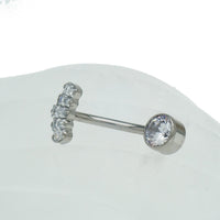 Titanium push fit belly bar with clear CZ marquise stones in 14g and 16g, body jewelry by Body Clickers.