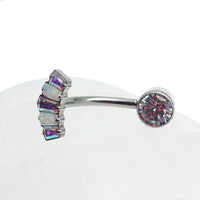 Titanium push fit belly bar with clear CZ marquise stones in 14g and 16g for body jewelry by Body Clickers.