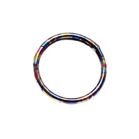 Oil Slick Anodized Titanium Body Jewelry Clicker in 14g, 16g, 18g with 8mm diameter, by Body Clickers, showing its vibrant finish.