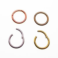 Plain hinged titanium clicker segment ring for body jewelry in 14g, 16g, 18g, and 20g sizes, with an 8mm diameter.